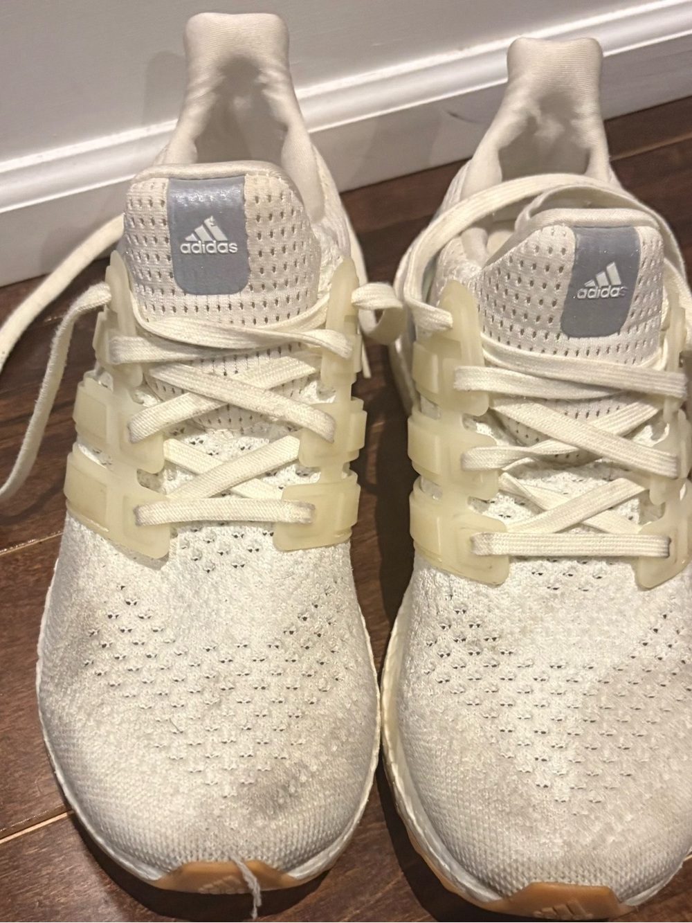 adidas Cream and White Women's Athletic Knit Sneakers